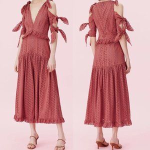 Have one to sell? Sell now REBECCA TAYLOR Karina Eyelet Midi Bow Dress Sz 8